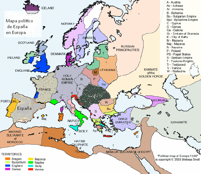 Imprimir Mapa Político de España en Europa Continental | España Mapa