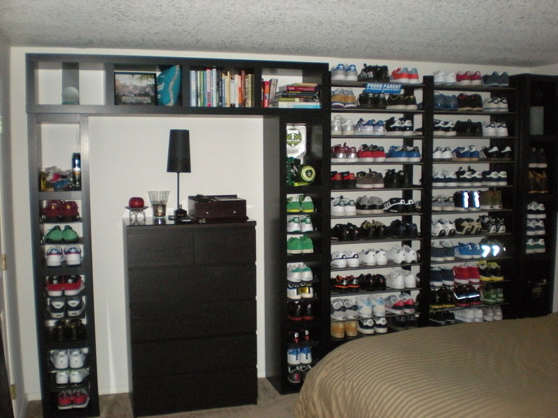 Lack Wall of Shoe Shelves and Storage