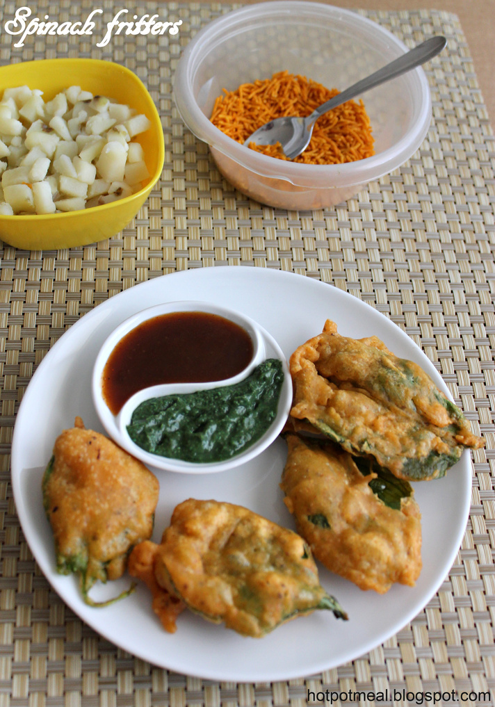 Hot pot cooking Spinach fritters