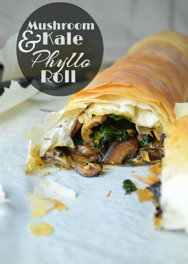 Mushroom and Kale Phyllo Roll | The Redhead's Adventures