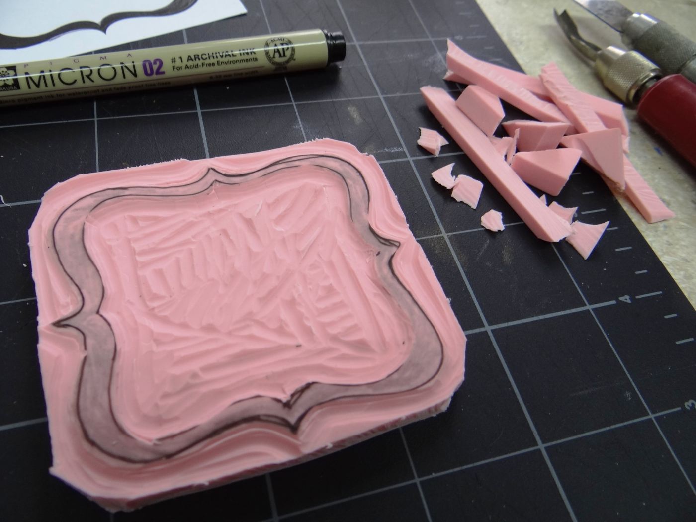 * creative lenna * carving a bracket stamp
