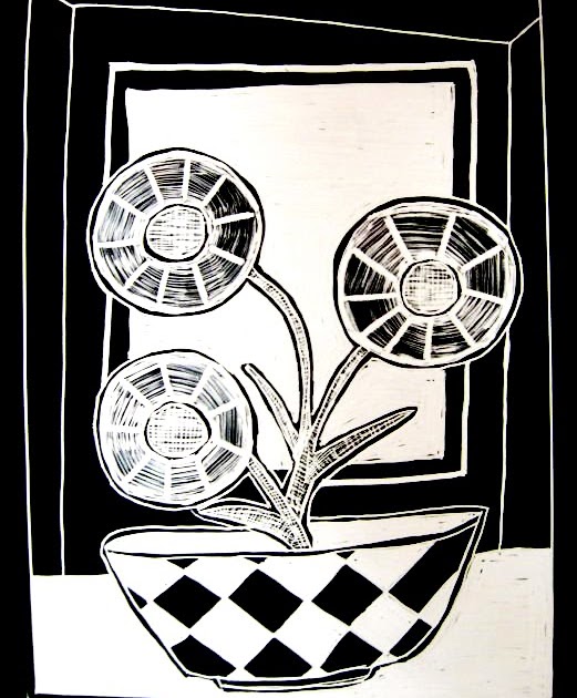 scratching through Scratchboard Flowers