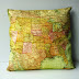 "My Bearded Pigeon" - Amazing cushions with hand printed maps of the world