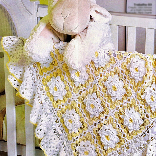 Crochet Guide Yellow Flower Baby Blanket