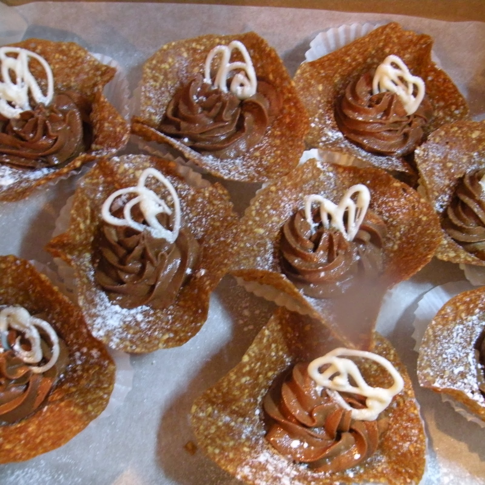 Winged Musings Hazelnut Cocoa Tuile Cups Filled With Bittersweet