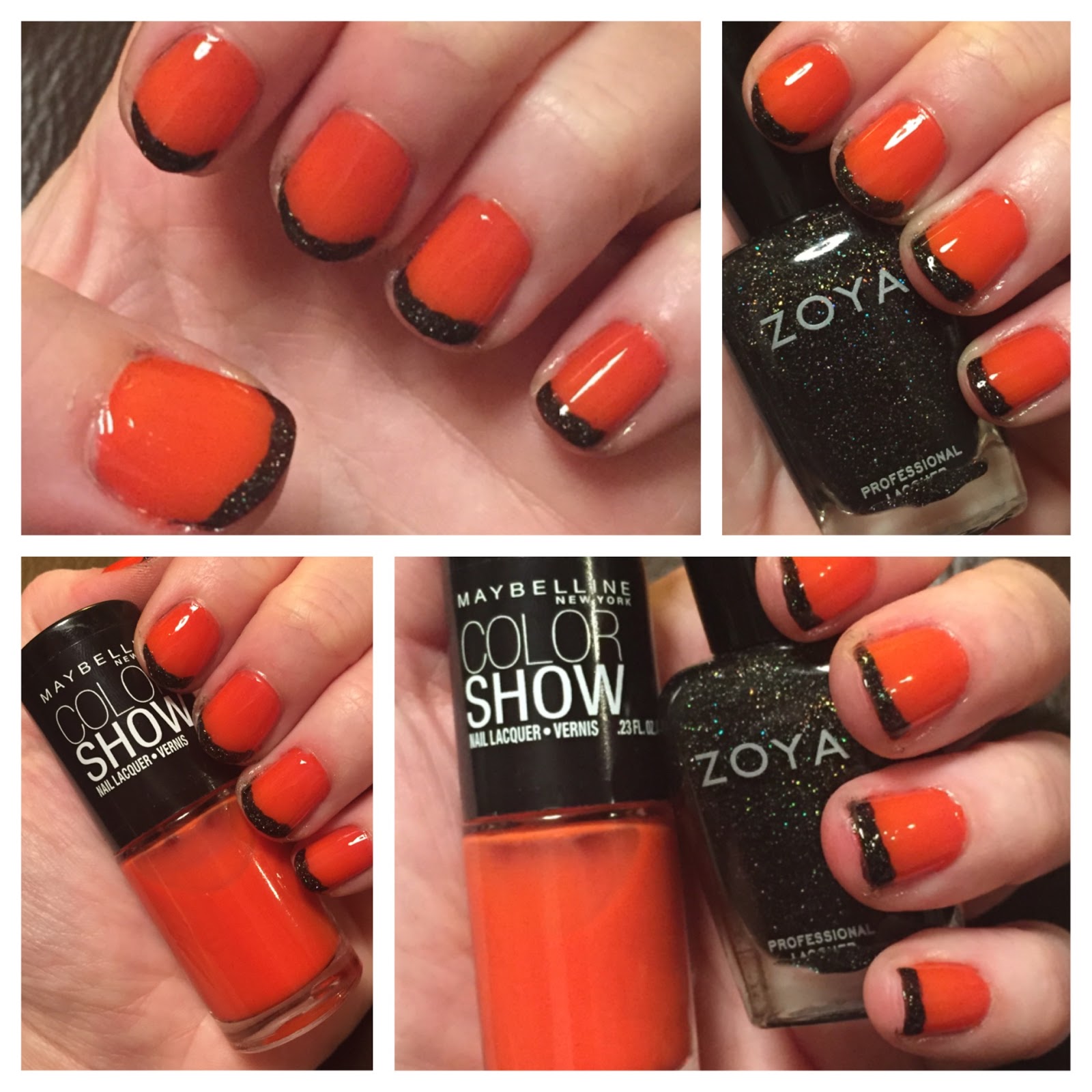 The Beauty Of Life Happy Halloween Orange Black French Manicure With Maybelline And Zoya