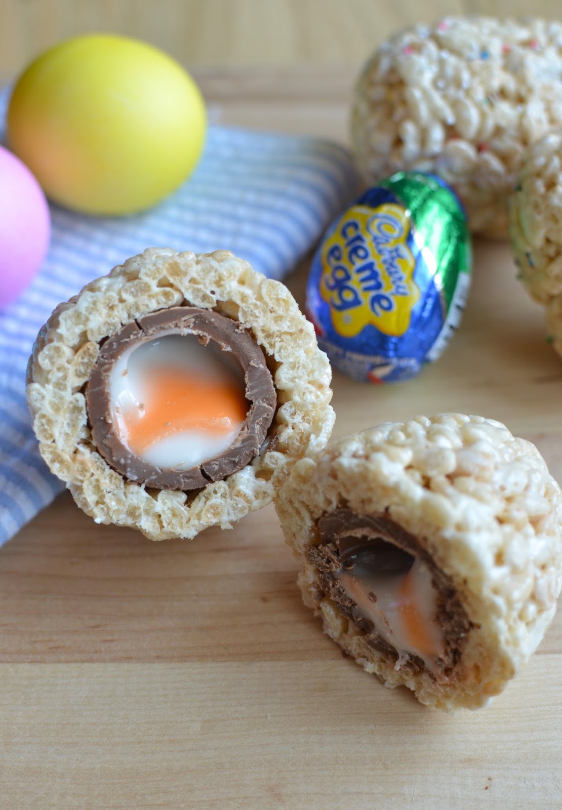 Playing with Flour Rice Krispies Easter eggs