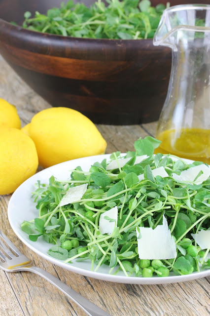 Pea Shoot Salad with Fresh Lemon Vinaigrette - thestayathomechef.com