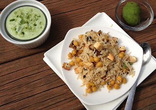 quick fix for lunch - paneer, chole pulao