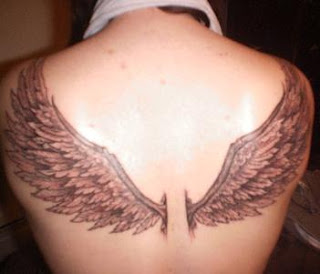 Large Angel Wings Tattoo on Female Back