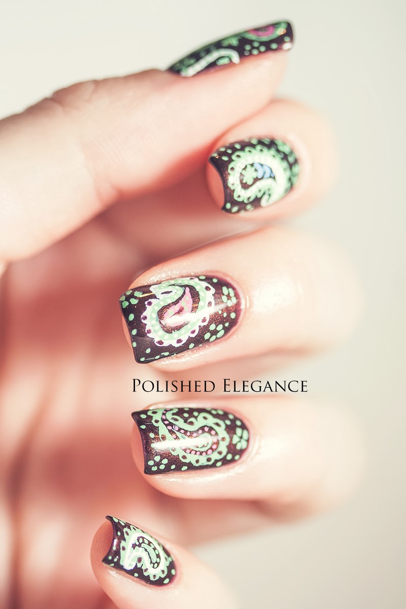 Polished Elegance Lucky Dip Paisley nail art