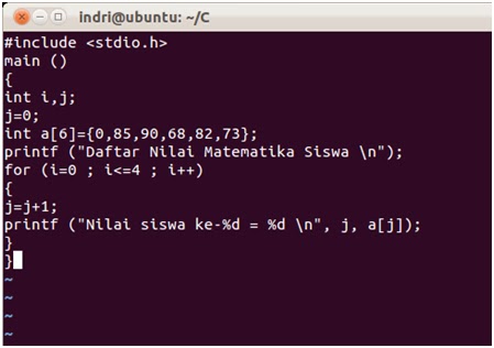 Sepotong Episode Array Pada Bahasa C