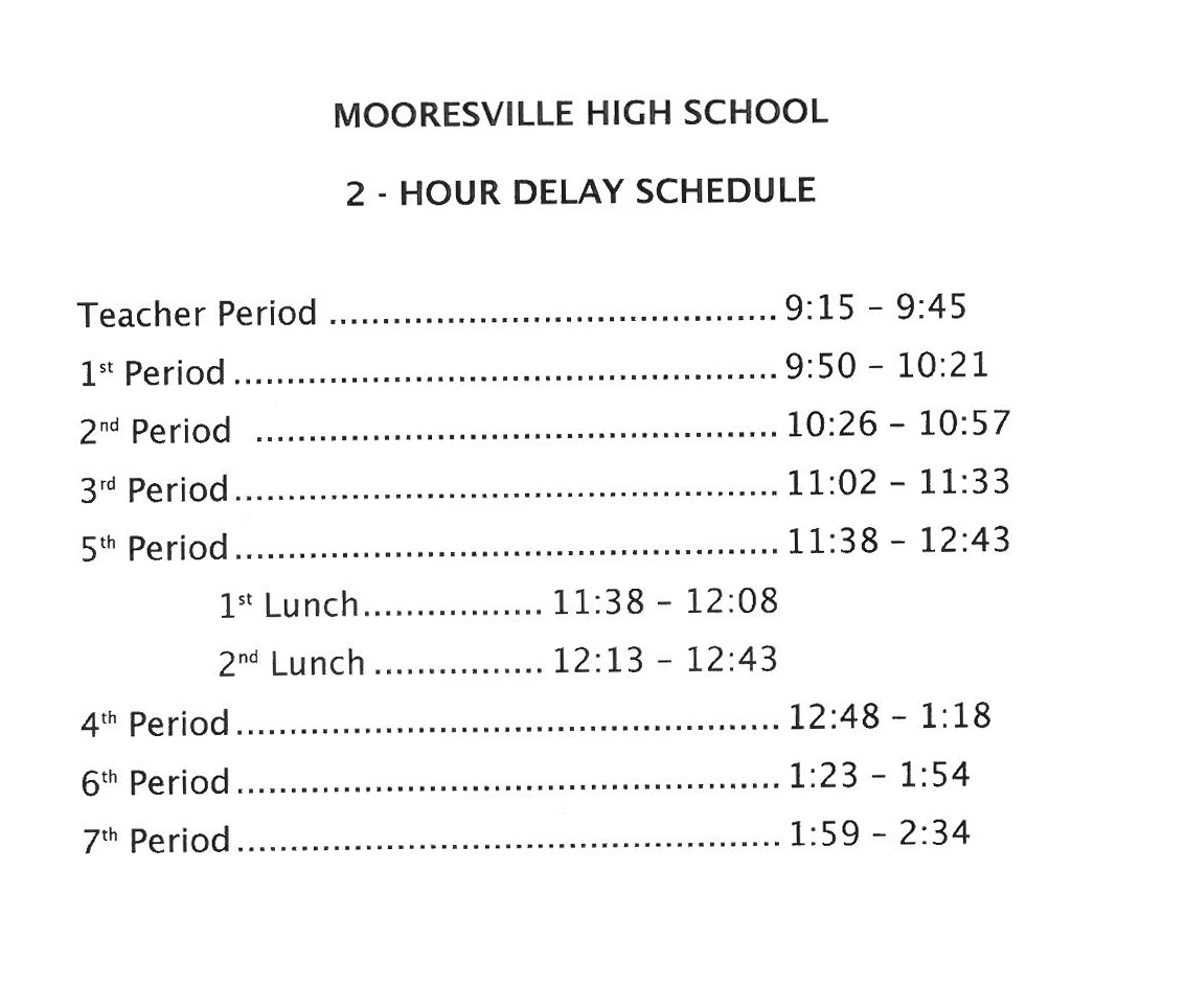 2Hour Delay for Friday, February 22, 2013 Schedule Attached