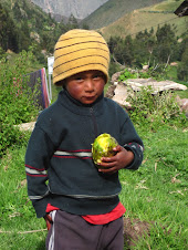 Peruvian boy in the mountain villages of Peru