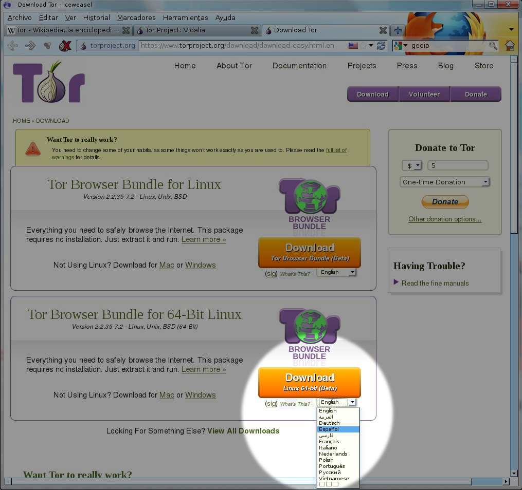 tor browser bundle.
