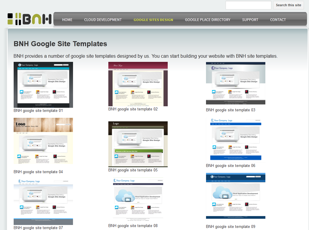 bnh services google sites and cloud solutions