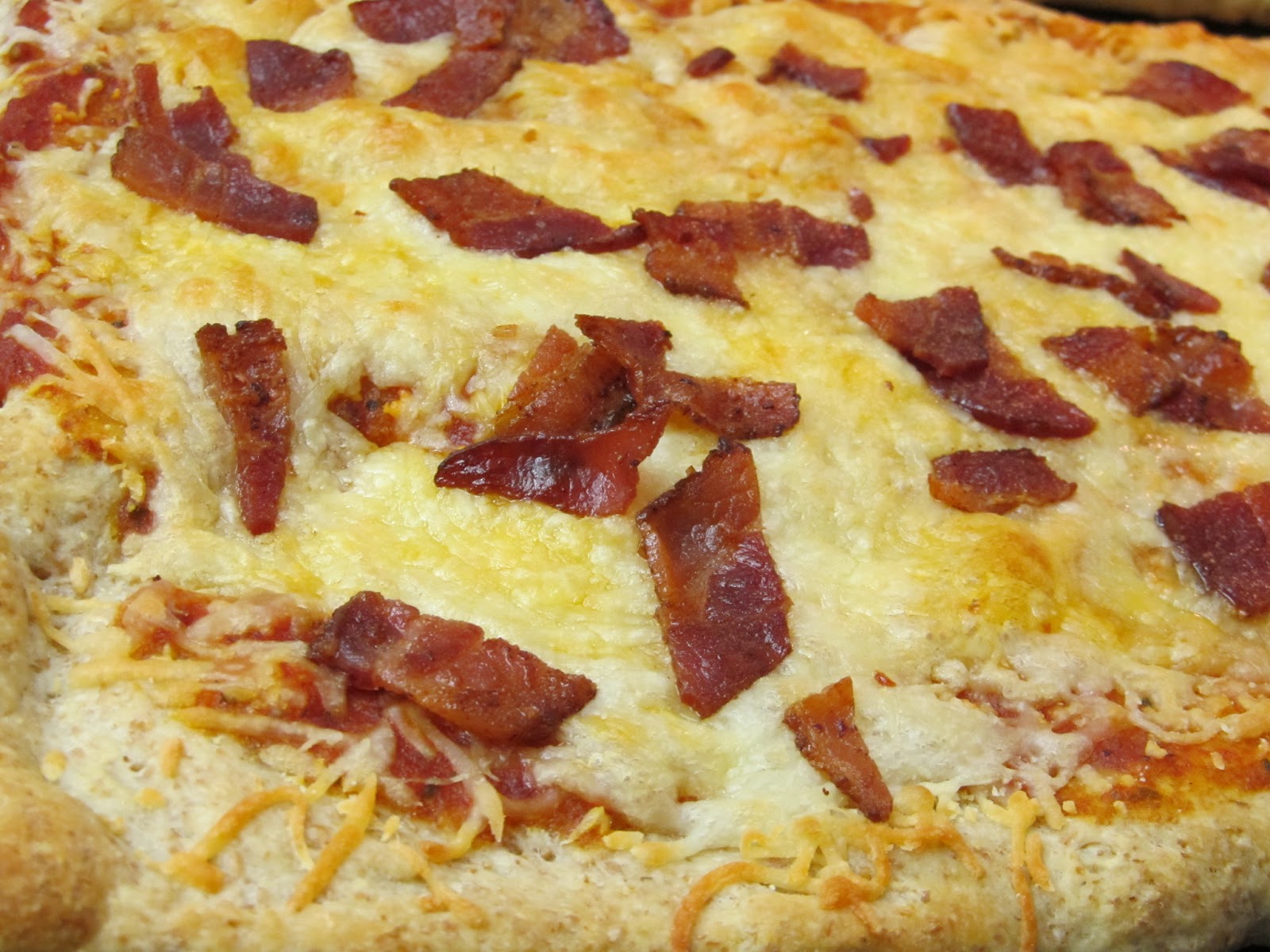 Jenn's Food Journey Three Cheese Bacon Pizza