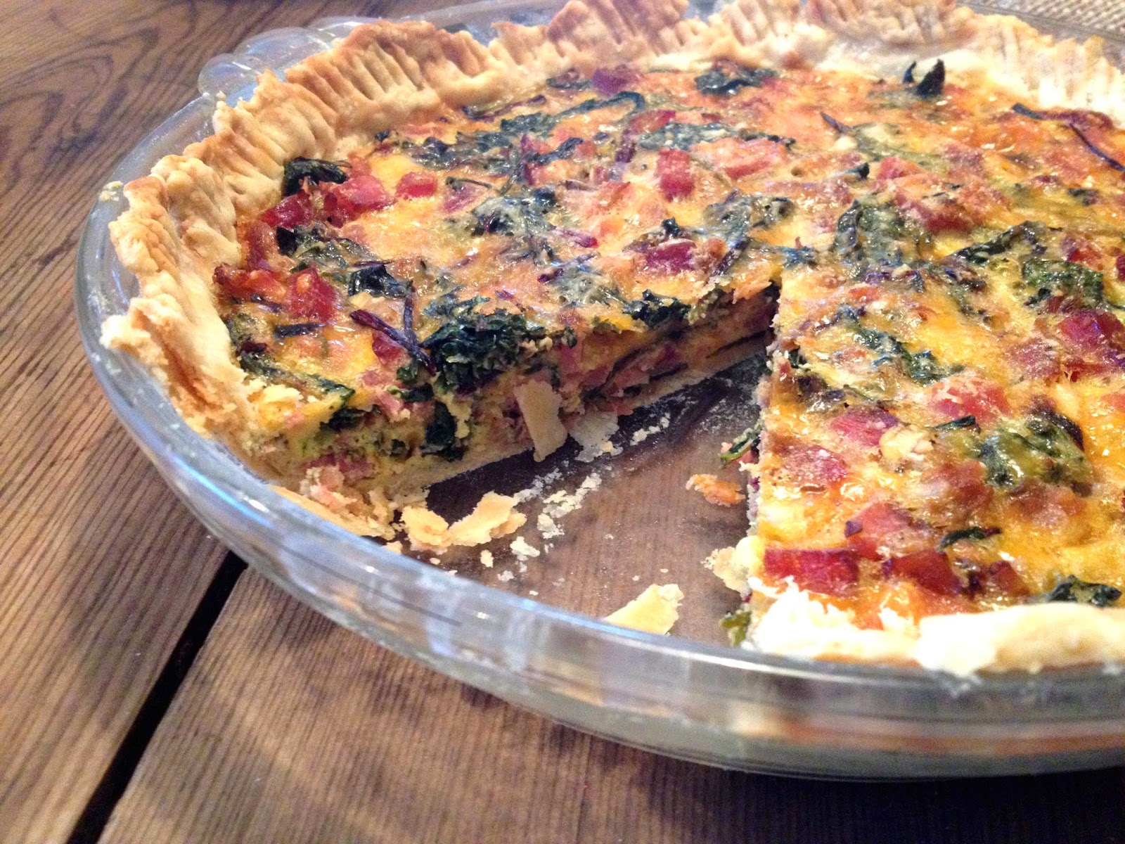 Headspace Ham and Mixed Greens Quiche with Cheddar and Parmesan