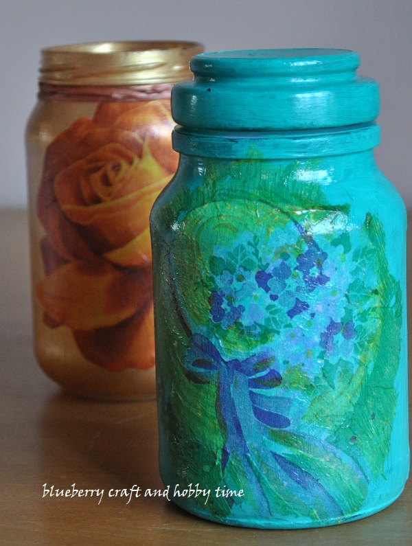 Blueberry Craft and Hobby Time Decoupage Glass Jar Tutorial