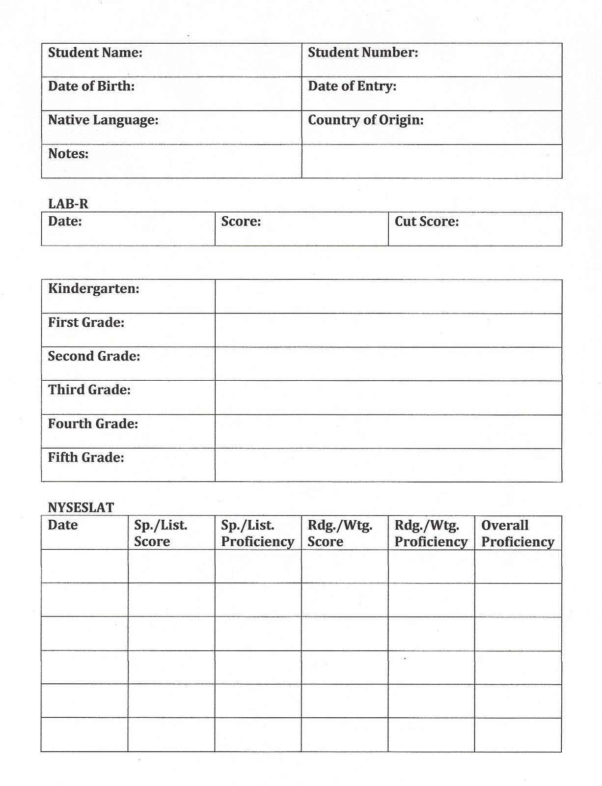student grade sheet template