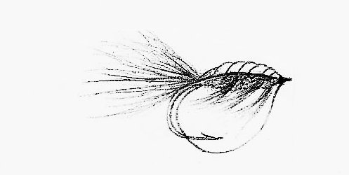 Drawing of the completed fly after the monofilament was pulled back, tied off and trimmed and the head finished. 