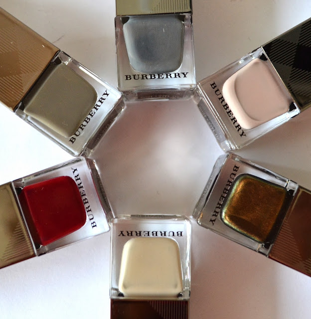 Burberry Nail Polishes #200 Steel Grey, #202 Metallic Khaki, #203 Storm Grey, #106 Dark Trench, #103 Ash Rose, #303 Oxblood Review, Swatches & Comparison