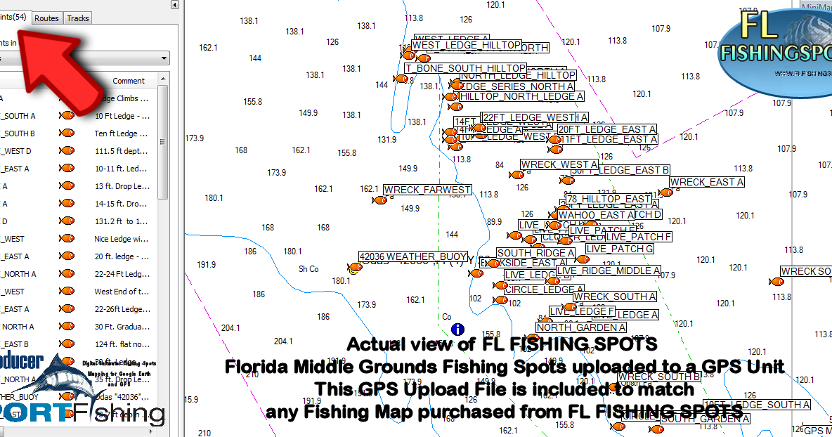Florida Middle Grounds Fishing Map Florida Middle Grounds GPS Map