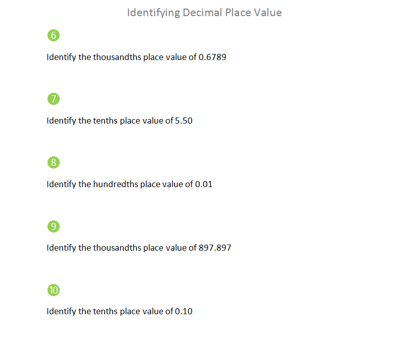 Bro and Sis Math Club: Identifying Decimal Place Value