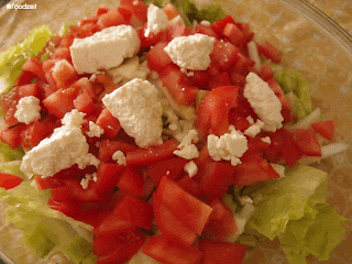Greek salad serving with your self made Feta cheese