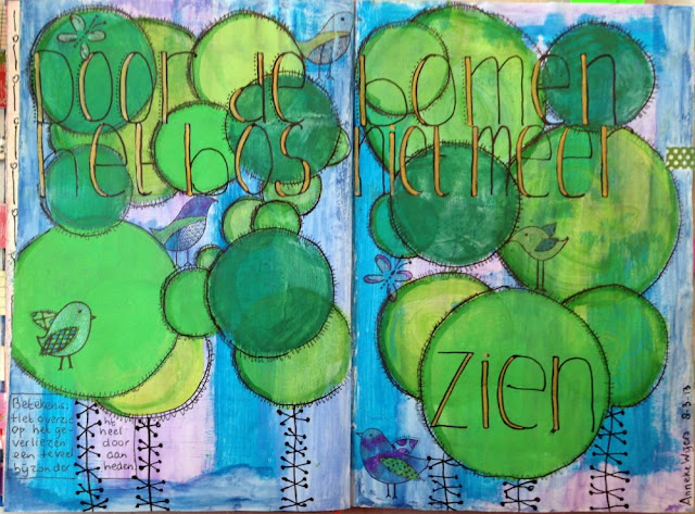 Art journaling met spreekwoorden: Door de bomen het bos niet meer zien