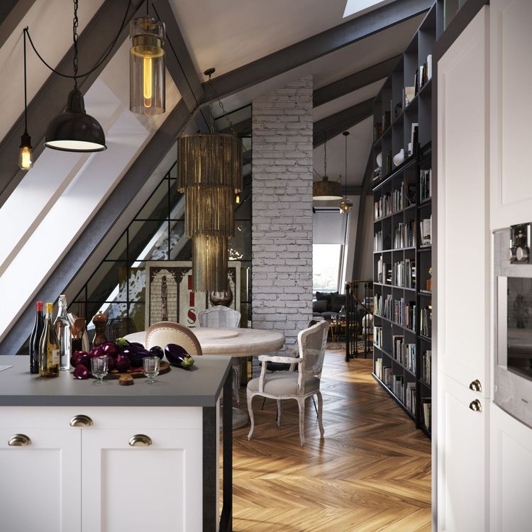Slanted Attic Apartment By Vladimir Bolotkin