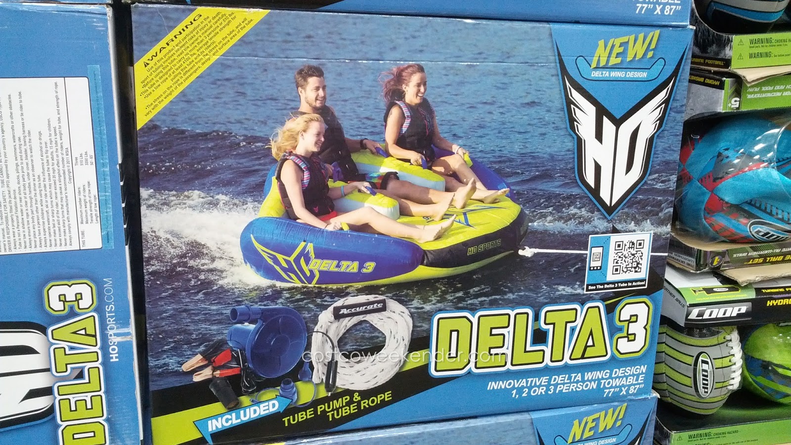 H.O. Sports Delta 3 Towable Float with Pump & Rope Costco Weekender
