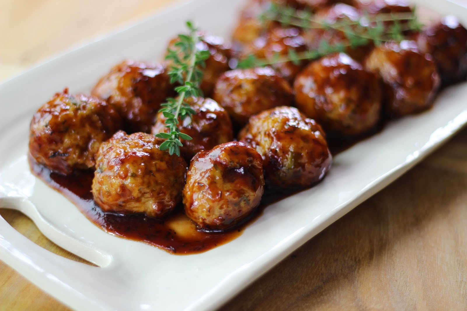 Burp! Chicken Apple Meatballs with Bourbon Sauce