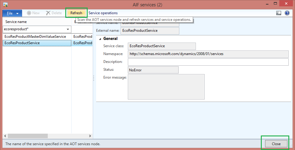 Image result for ax 2012 service form refresh