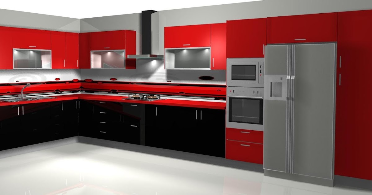 Diseño de cocina en rojo y negro