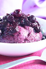 Wild Blueberry Banana Soft Serve w/ Wild Blueberry Honey Sauce (DF)