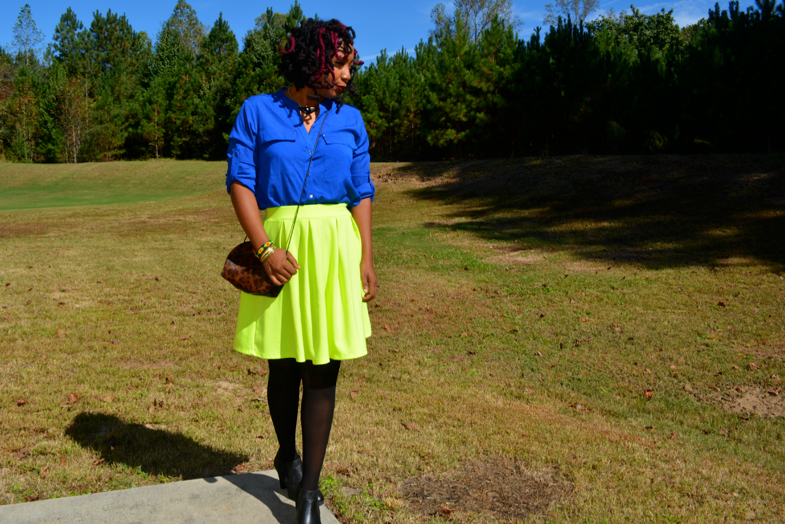 how to wear a neon green skirt
