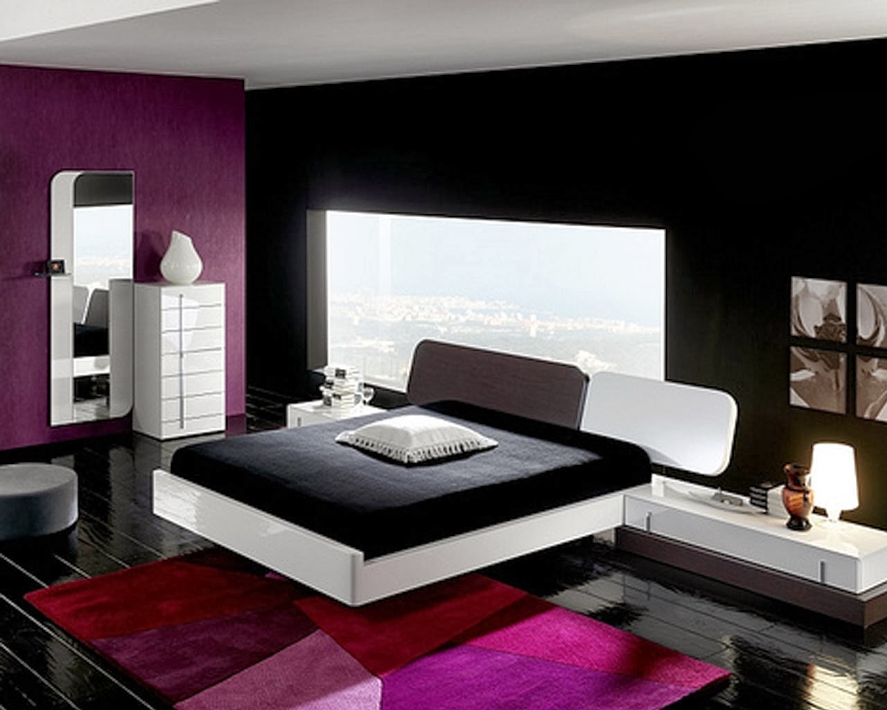 Déco chambre noir blanc rose
