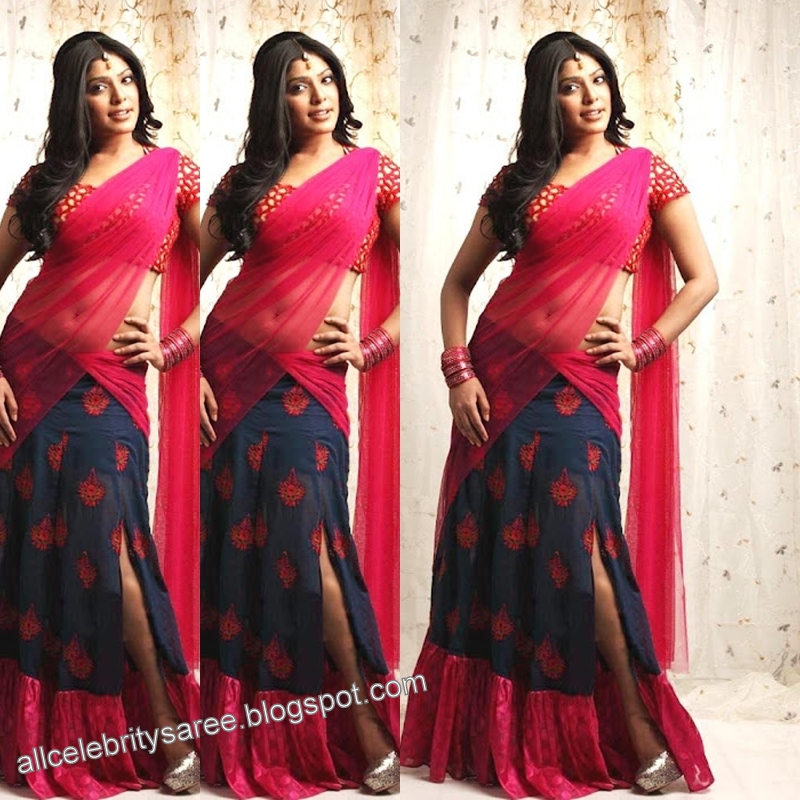 All Celebrities Sarees Designs Celebrity Reema with Designer Half
