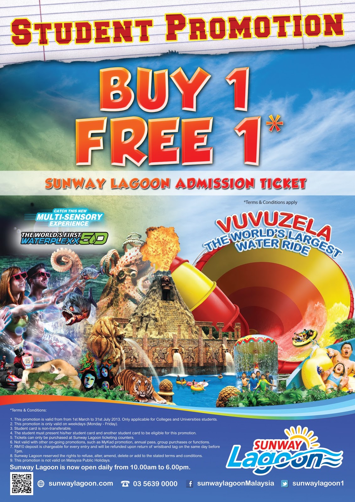 I Love Freebies Malaysia Promotions > Sunway Lagoon Ticket Offer Buy 1 Free 1