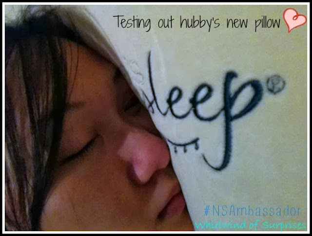 Sleeping beauty tests out the hubby's new Nature's Sleep Vitex Memory Foam pillow