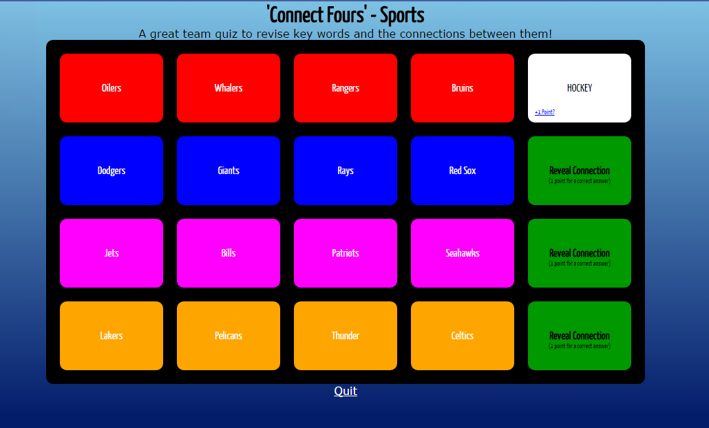 Connect Fours - A Fun, New Review Game from @RusselTarr | Free Technology for Teachers | Bloglovin