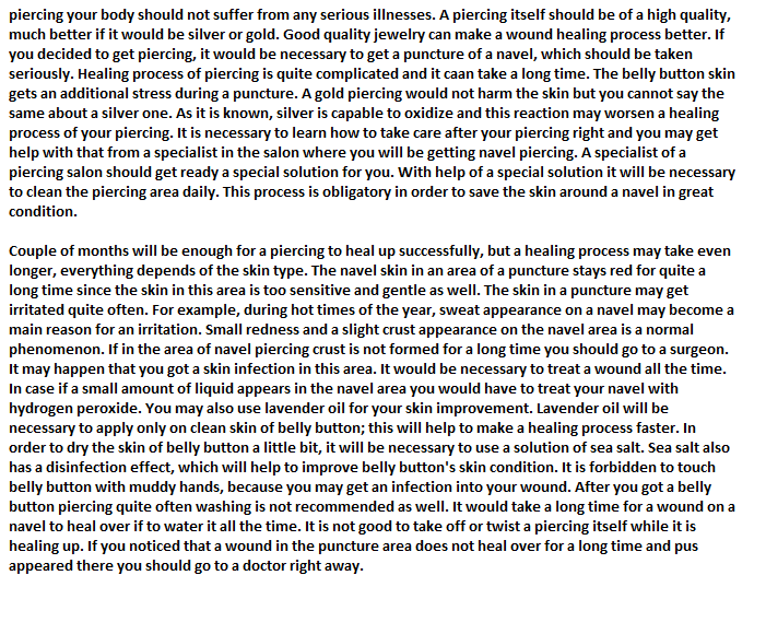 Belly Piercing August 2013