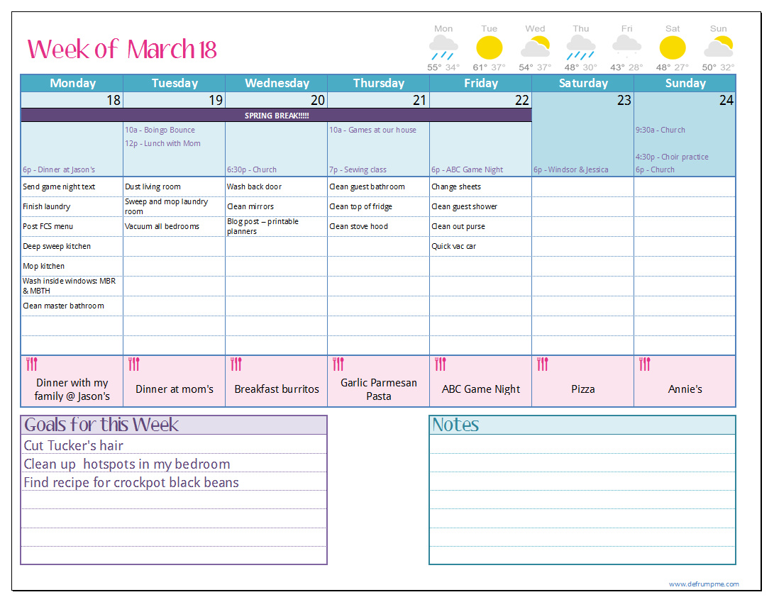 Defrump Me Weekly Planner Printable