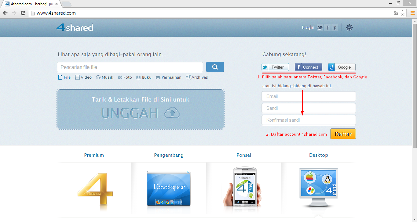 Cara download 4