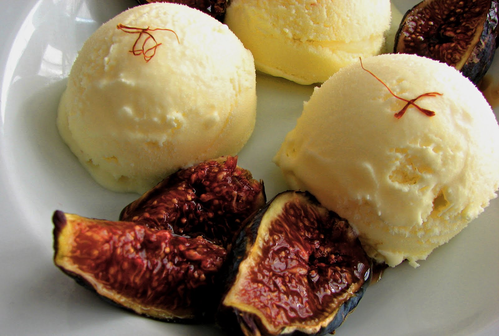 pastry studio Saffron Ice Cream with Figs and Orange Gastrique