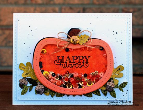 Pumpkin Shaker Card by Larissa Heskett | Falling into Autumn stamp set by Newton's Nook Designs #newtonsnook
