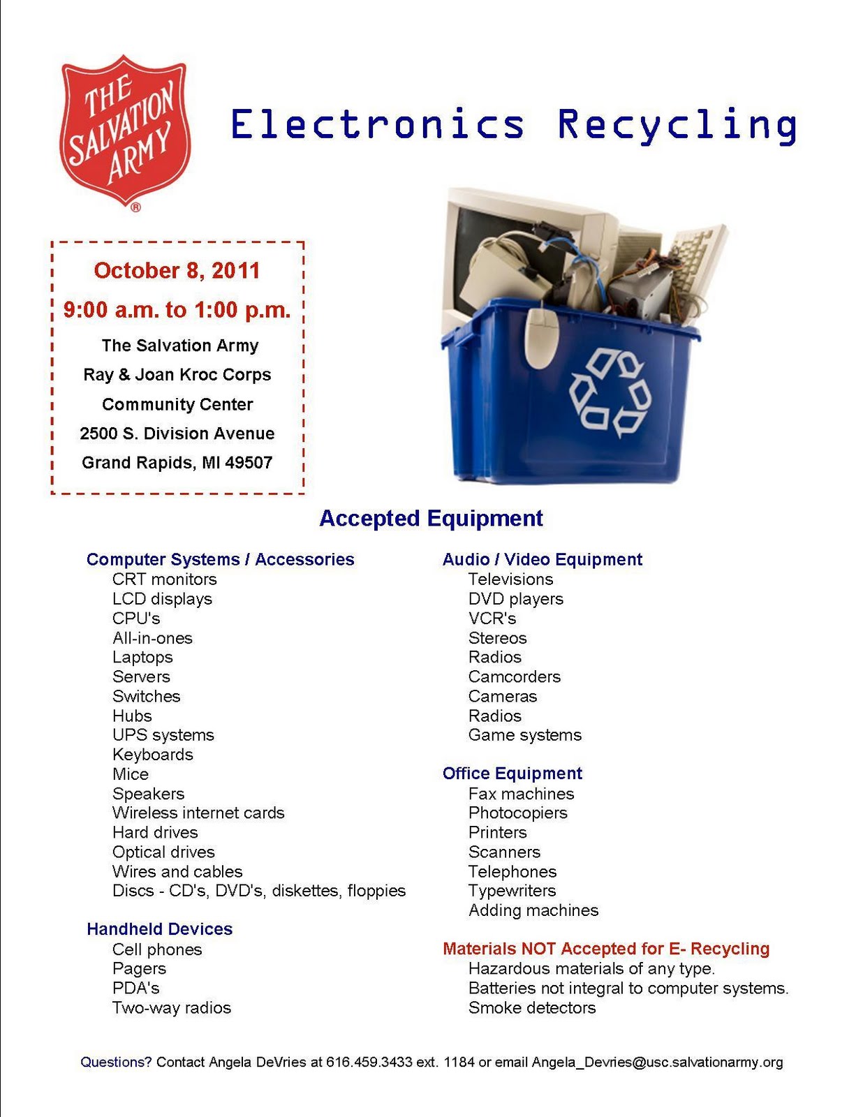 Alpine Township site Companion Salvation Army Offers Electronics