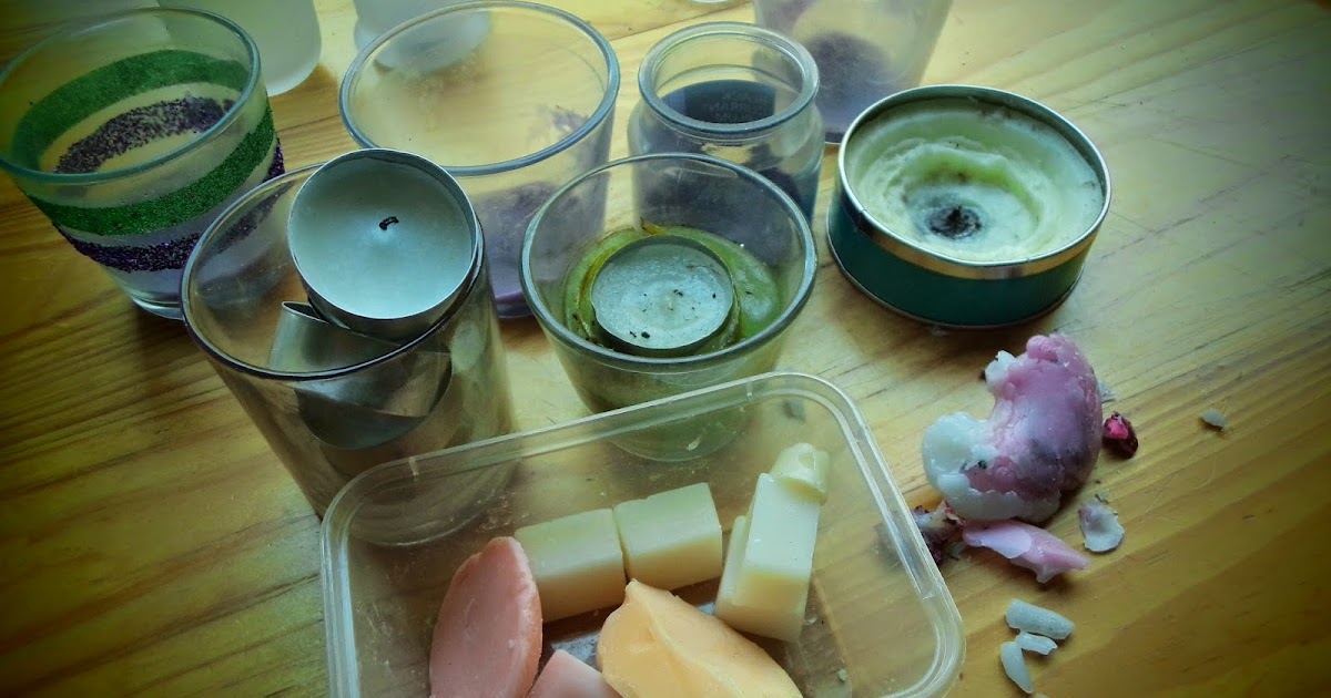 Refilling old candle holders with new home made candles!