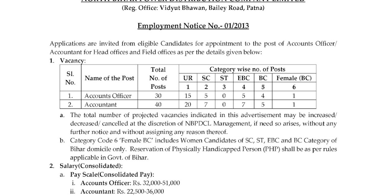 NORTH BIHAR POWER DISTRIBUTION COMPANY LIMITED NBPDCL Accounts Officer